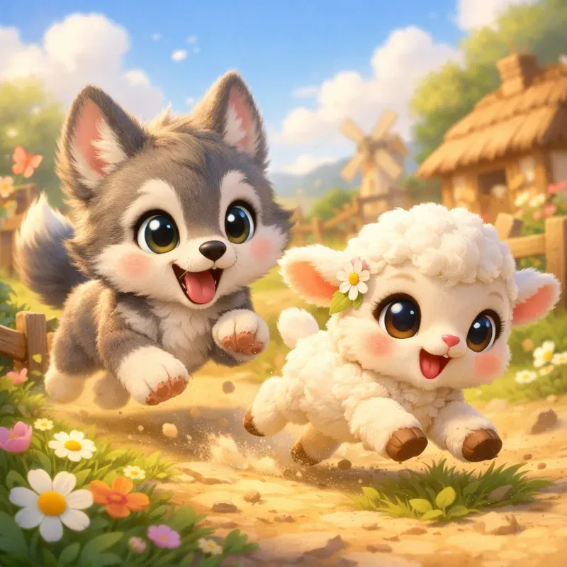 Cute Predator Prey Storybook Scenes