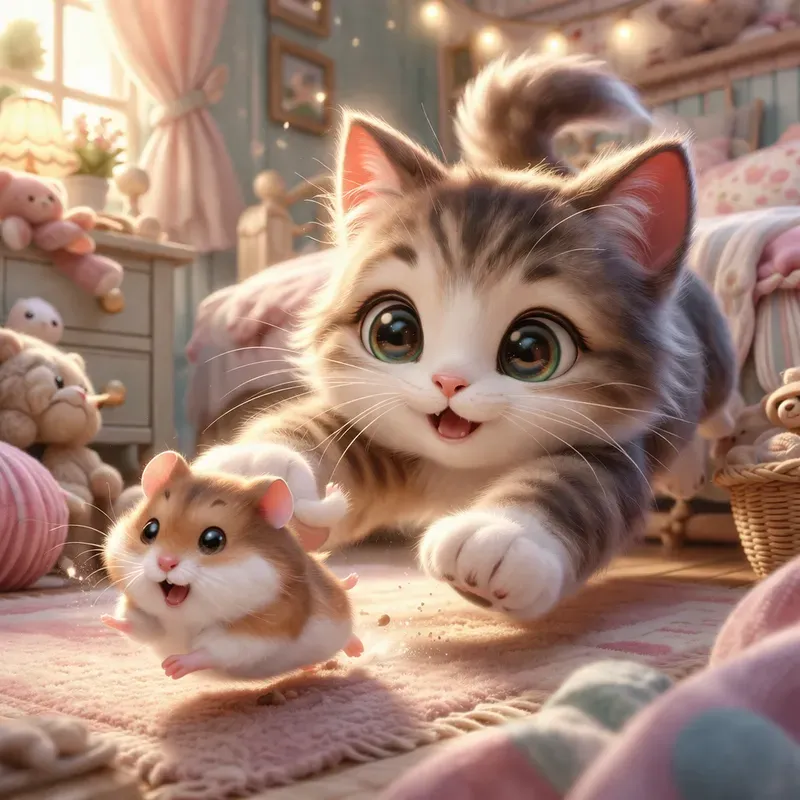 Cute Predator Prey Storybook Scenes