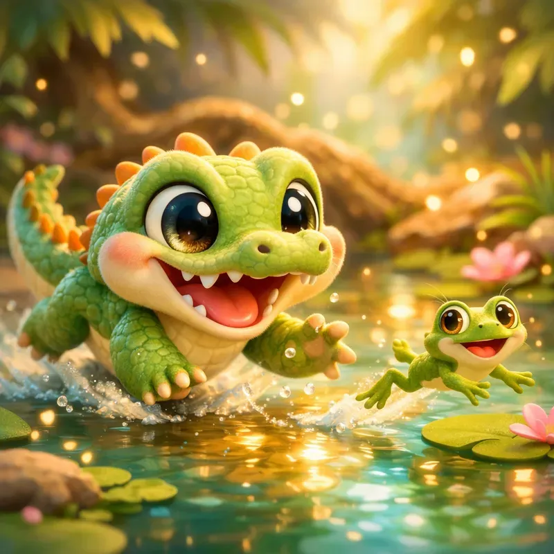 Cute Predator Prey Storybook Scenes
