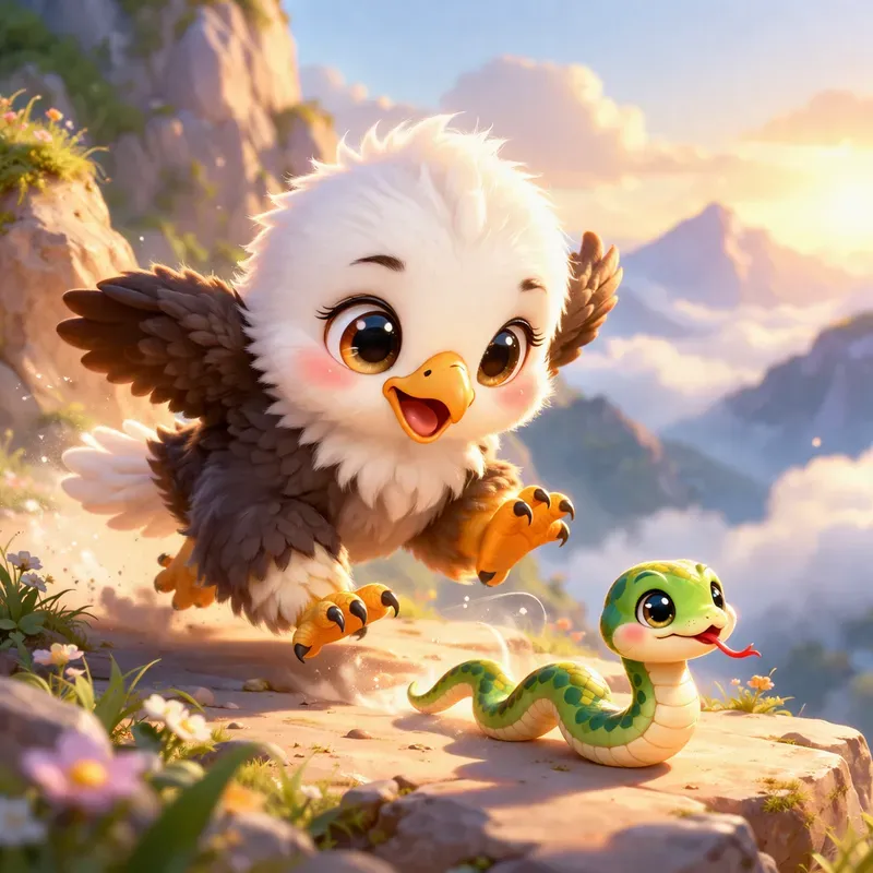 Cute Predator Prey Storybook Scenes