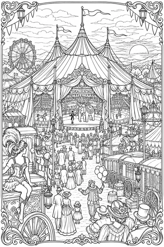 Vintage Circus Spectacle Coloring Books