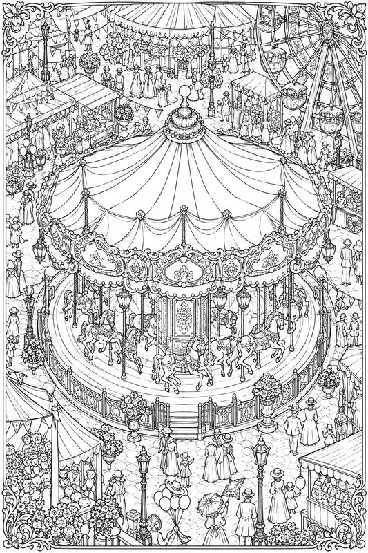 Vintage Circus Spectacle Coloring Books