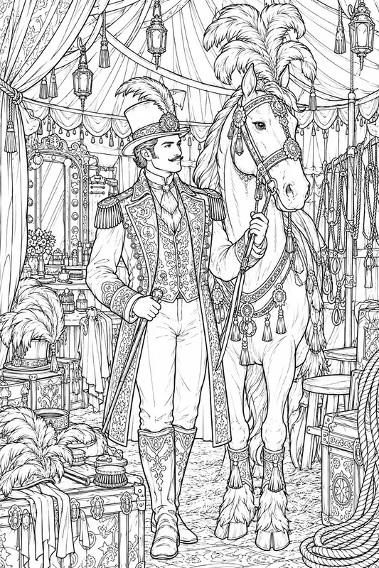 Vintage Circus Spectacle Coloring Books