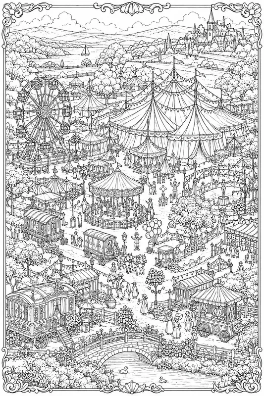 Vintage Circus Spectacle Coloring Books