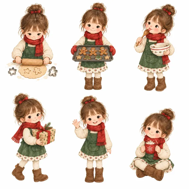 Same Character Six Pose Clipart Sheets