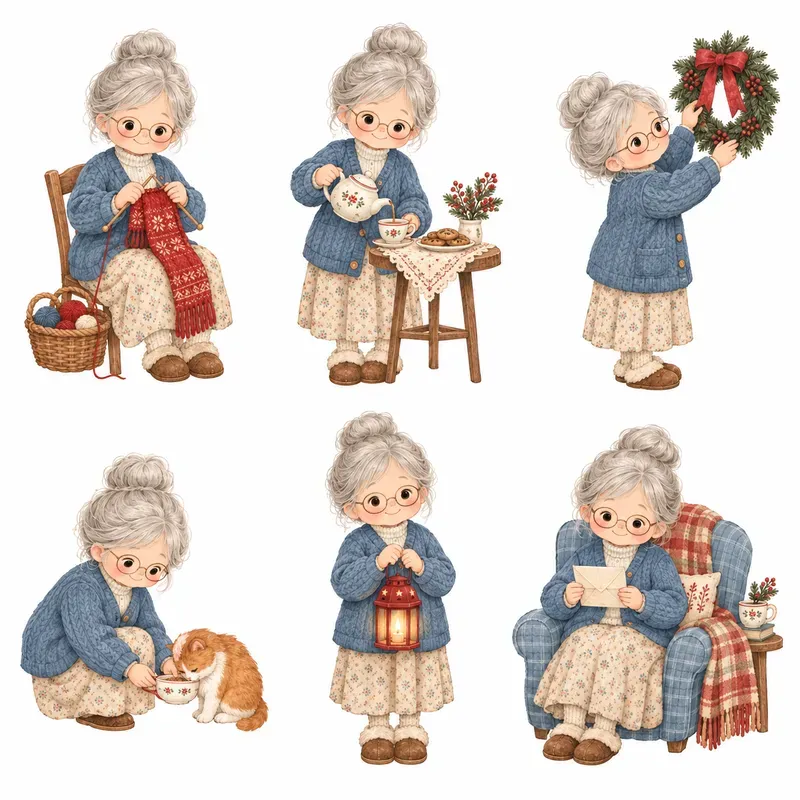 Same Character Six Pose Clipart Sheets