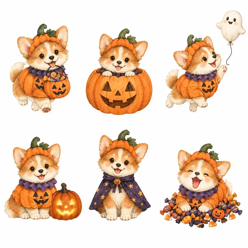 Same Character Six Pose Clipart Sheets