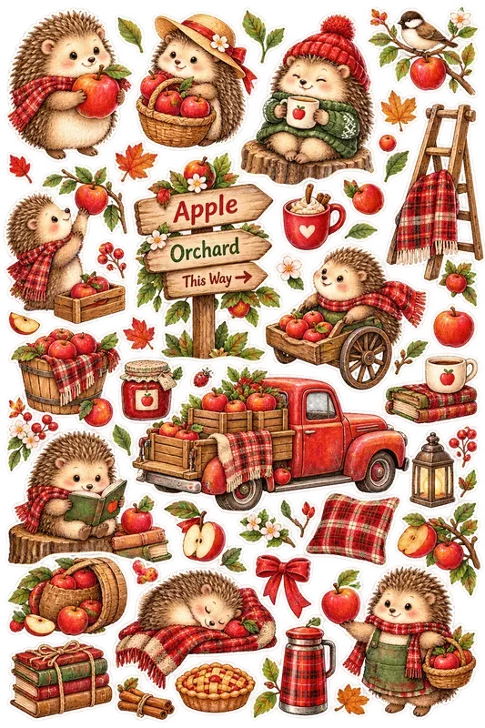 Cozy Whimsical Rustic Sticker Set Cliparts