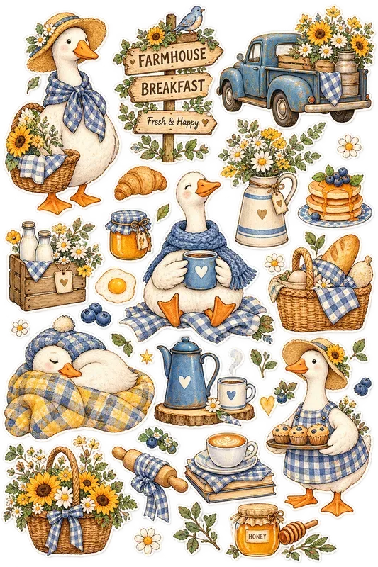 Cozy Whimsical Rustic Sticker Set Cliparts
