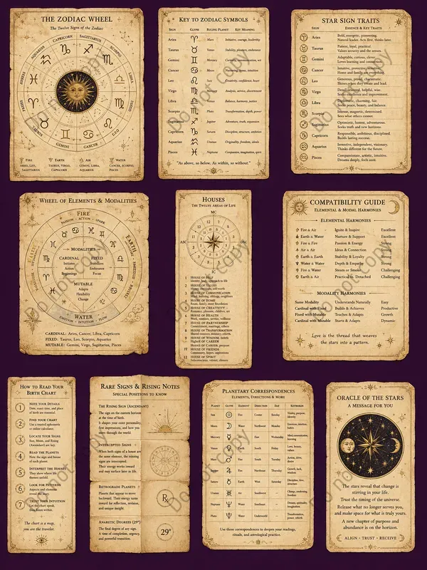 Vintage Fortune Chart Cutouts