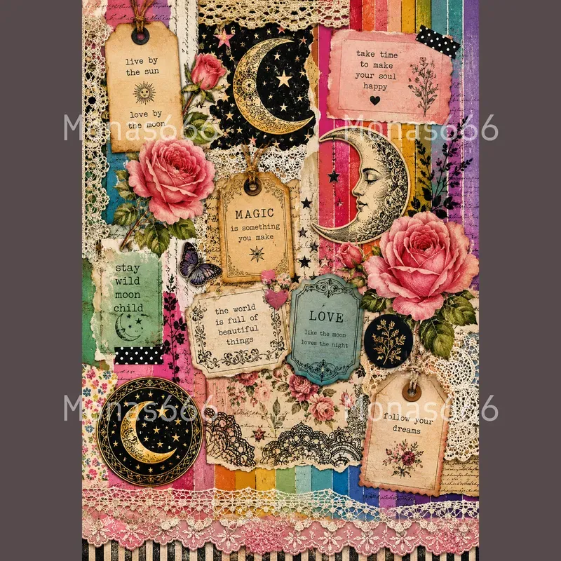 Bohemian Rainbow Scrapbook Ephemera