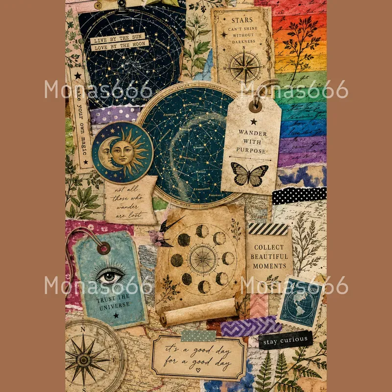 Bohemian Rainbow Scrapbook Ephemera