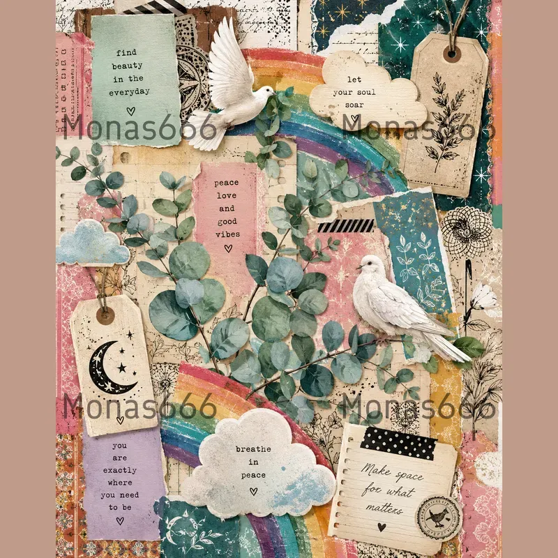 Bohemian Rainbow Scrapbook Ephemera