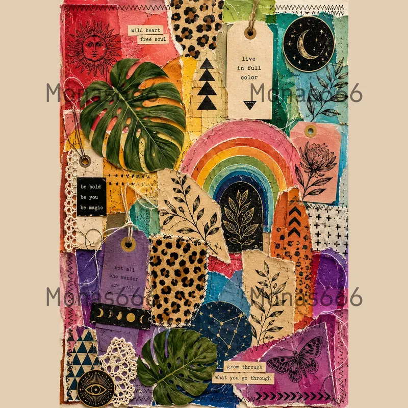 Bohemian Rainbow Scrapbook Ephemera