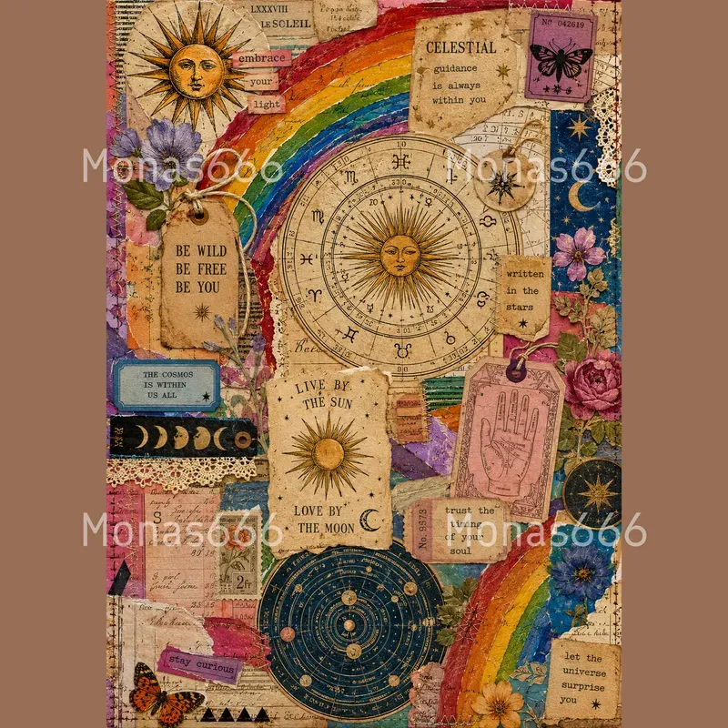 Bohemian Rainbow Scrapbook Ephemera