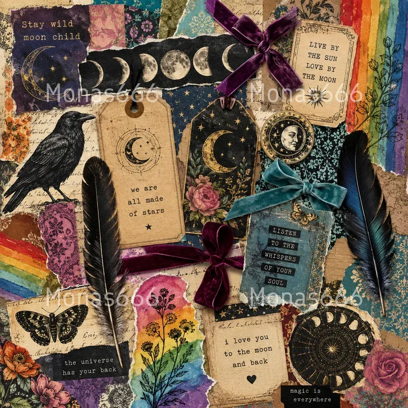 Bohemian Rainbow Scrapbook Ephemera