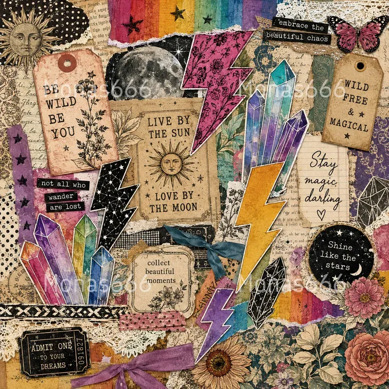 Bohemian Rainbow Scrapbook Ephemera