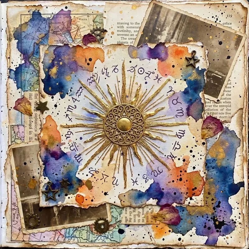 Celestial Junk Journal Mixed Media Art