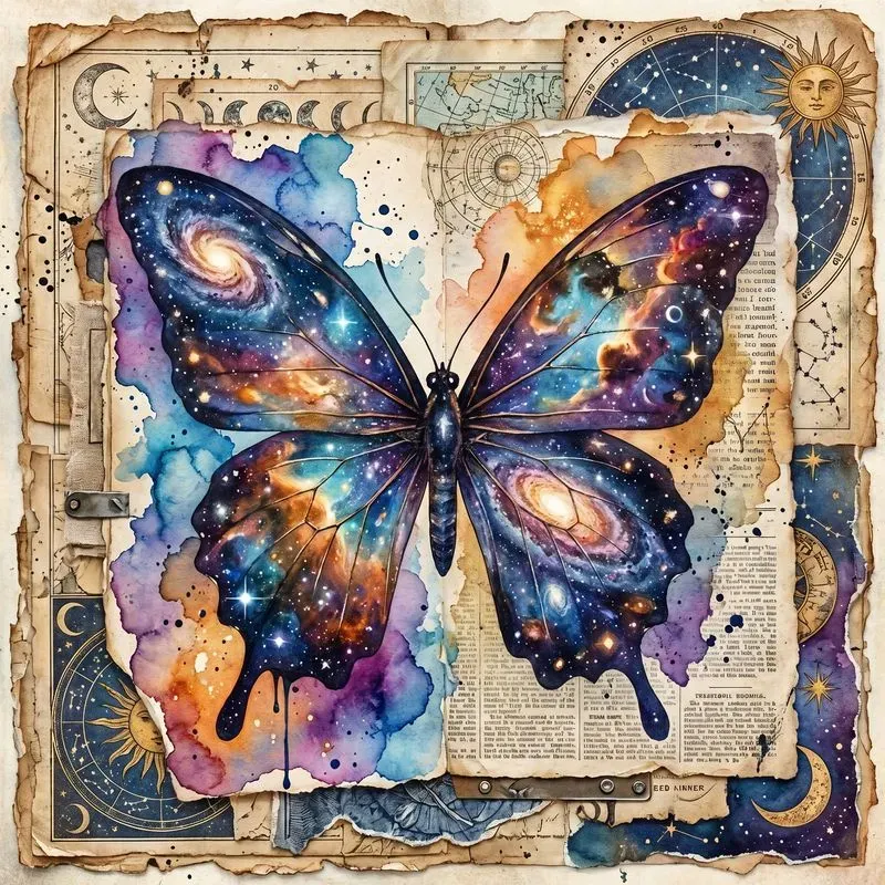 Celestial Junk Journal Mixed Media Art
