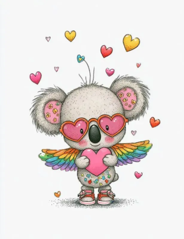 Colorful Valentine Animal Clipart