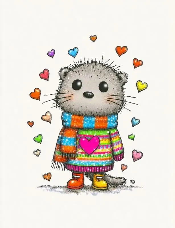 Colorful Valentine Animal Clipart
