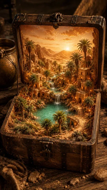 Fantasy Worlds Inside Open Boxes
