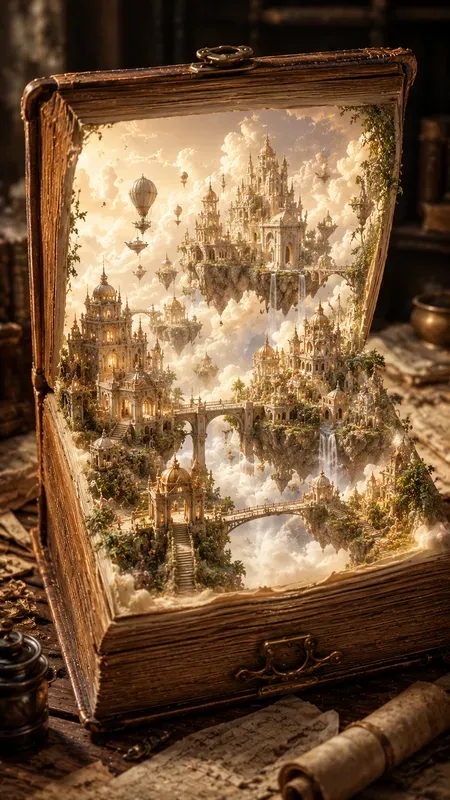 Fantasy Worlds Inside Open Boxes