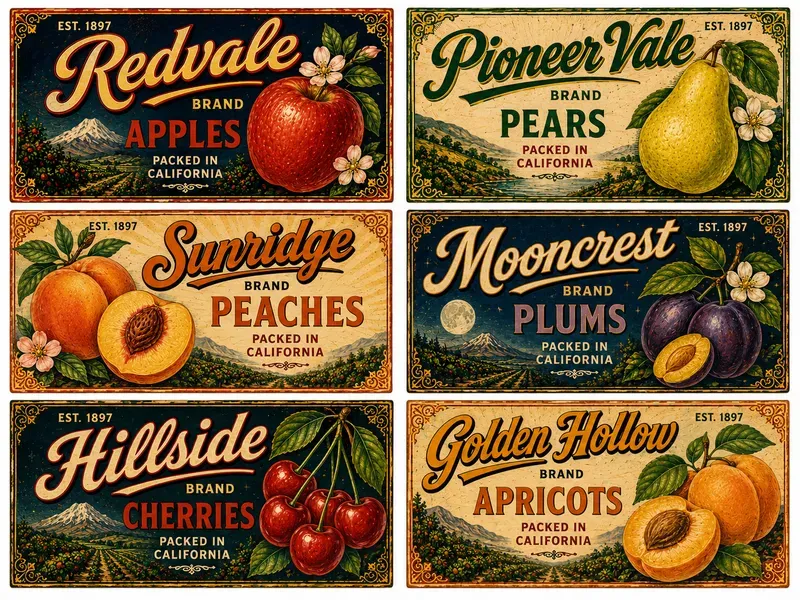 Vintage Fruit Crate Label Ephemera
