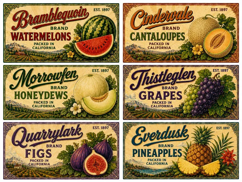 Vintage Fruit Crate Label Ephemera