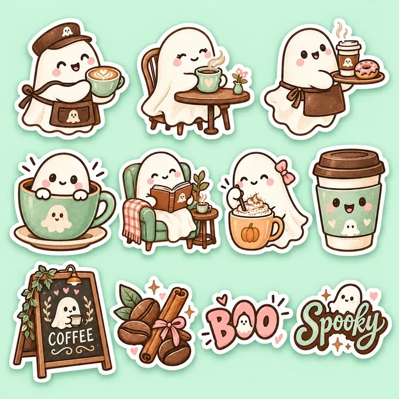 Cozy Halloween Sticker Sheets Any Themes