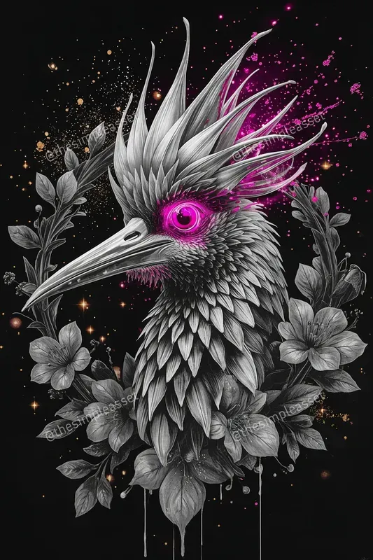 Ethereal Glowing Exotic Bird Art