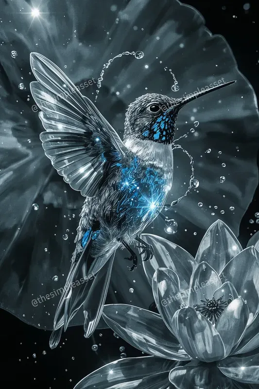 Ethereal Glowing Exotic Bird Art