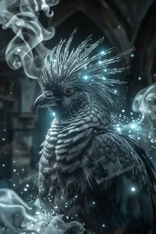 Ethereal Glowing Exotic Bird Art