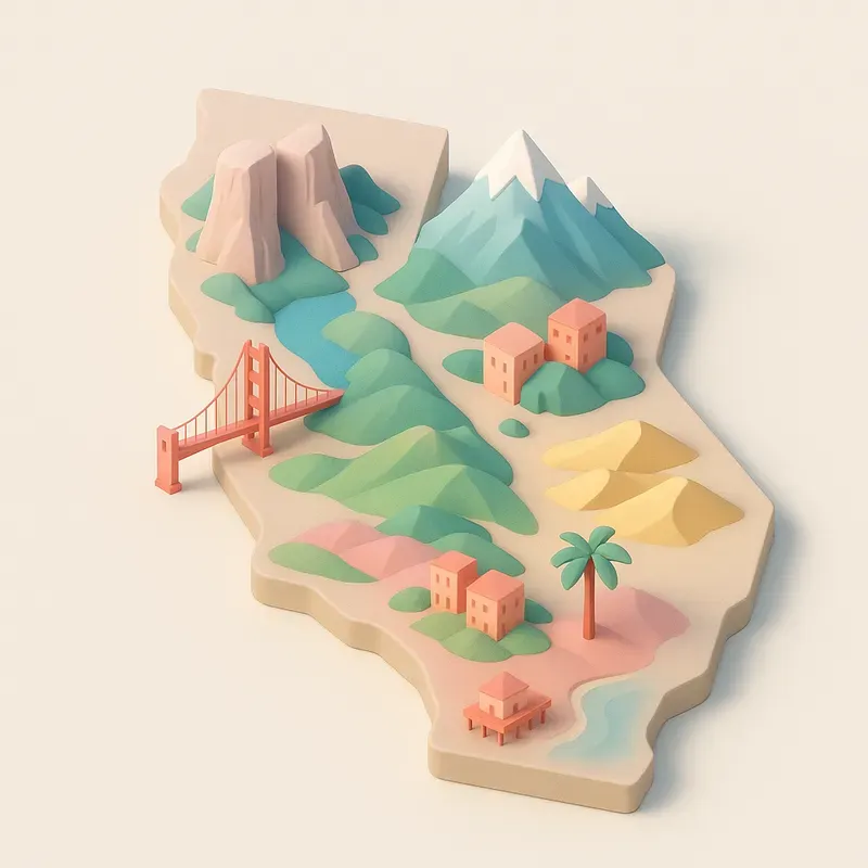 Pastel 3D Map Packs Iconic Us States