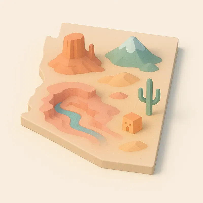 Pastel 3D Map Packs Iconic Us States