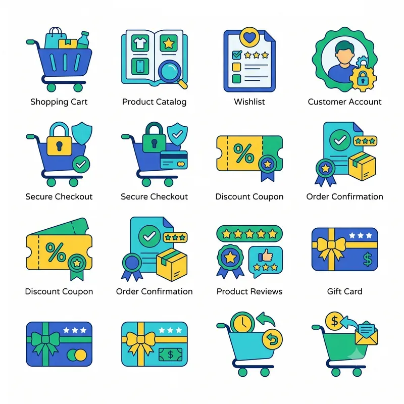 Modern Colorful Ecommerce Vector Icons