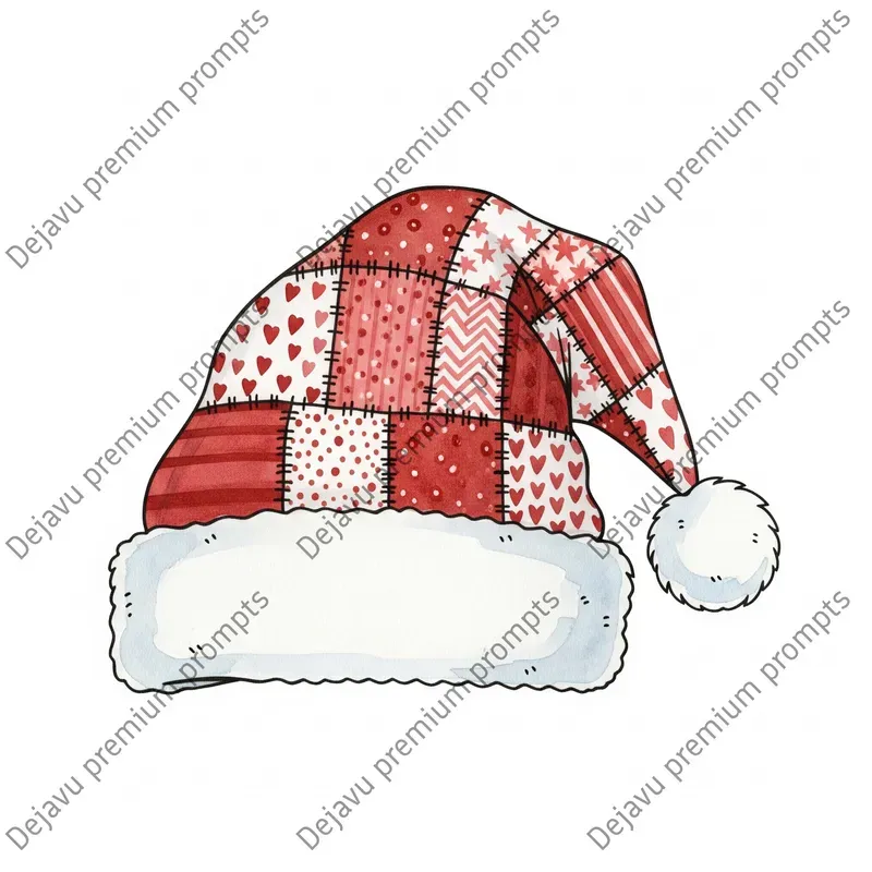 Christmas Patchwork Watercolor Art