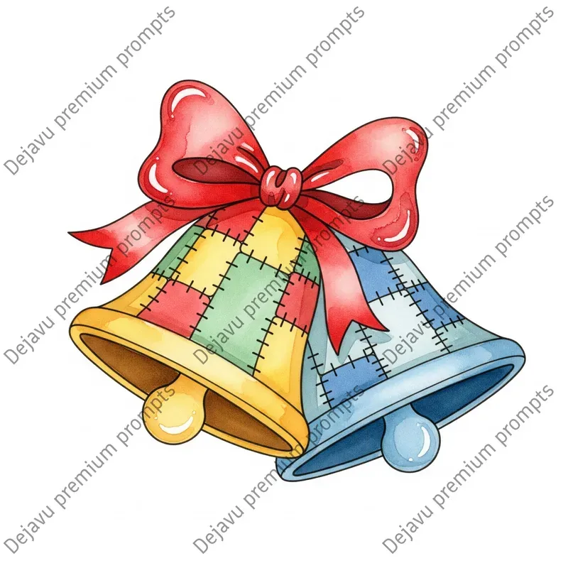Christmas Patchwork Watercolor Art