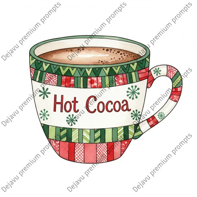 Christmas Patchwork Watercolor Art