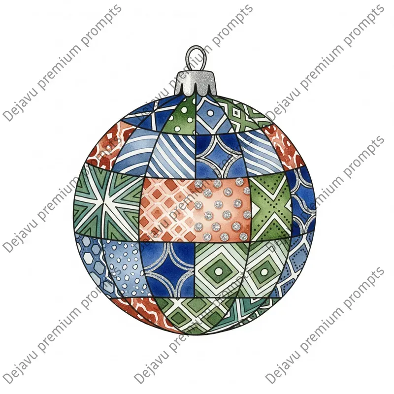 Christmas Patchwork Watercolor Art