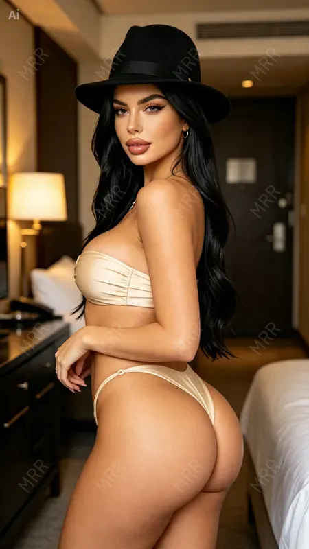 Fedora Bikini Bedroom Girls Portraits