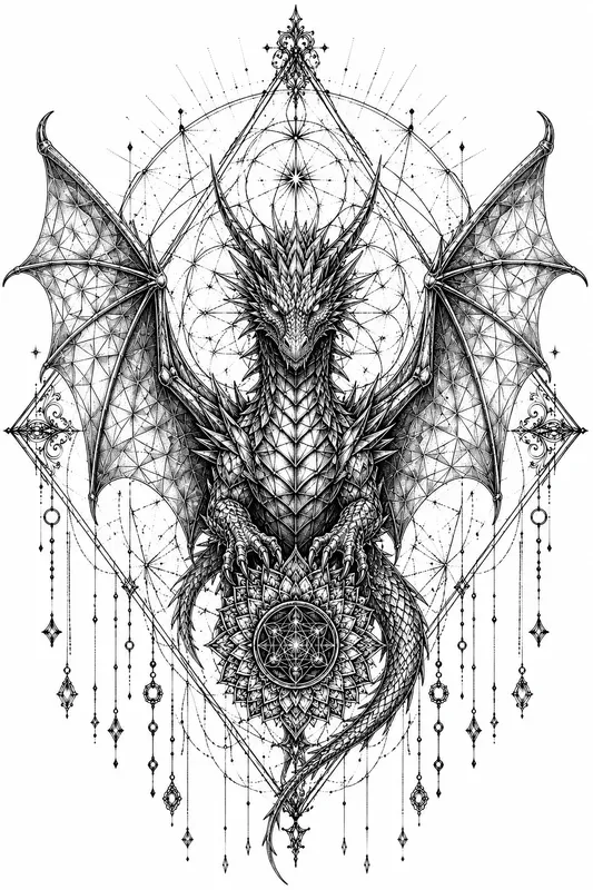 Fine Line Blackwork Tattoo Stencil Art