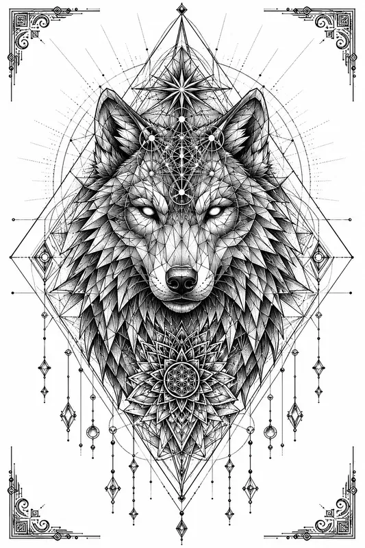 Fine Line Blackwork Tattoo Stencil Art