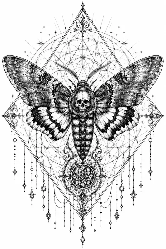 Fine Line Blackwork Tattoo Stencil Art