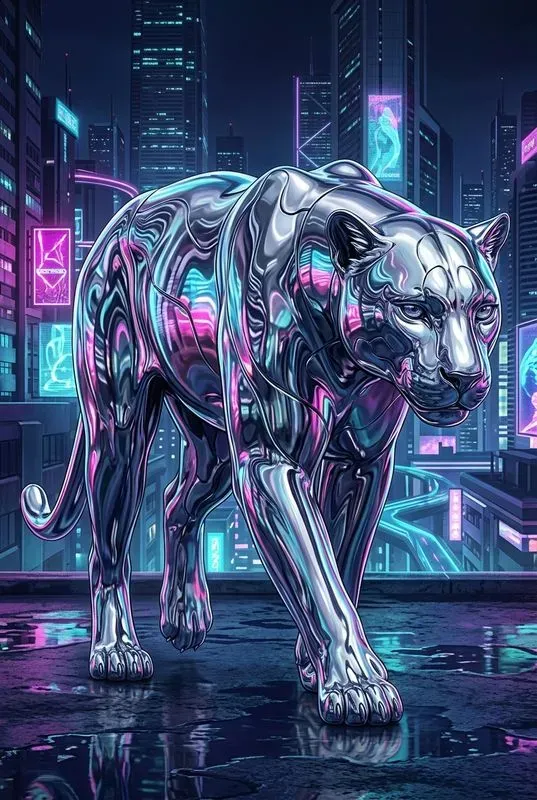 Reflected Metallic Silver Characters