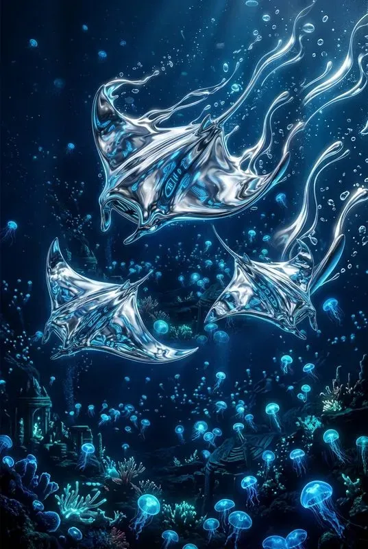 Reflected Metallic Silver Characters