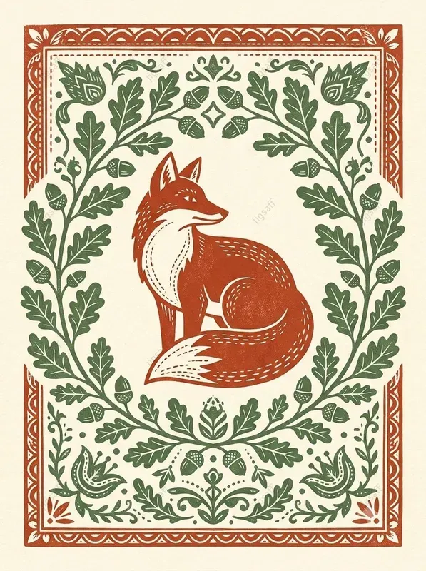 Folk Art Linocut Illustrations
