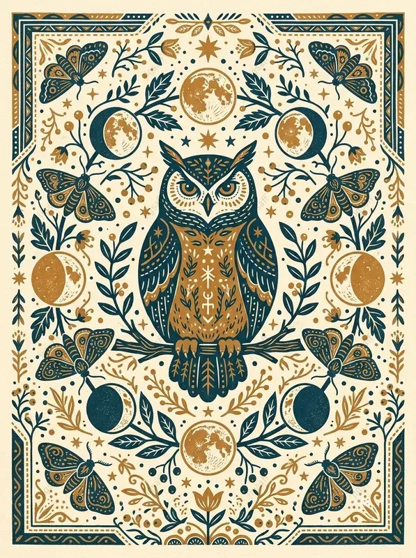 Folk Art Linocut Illustrations