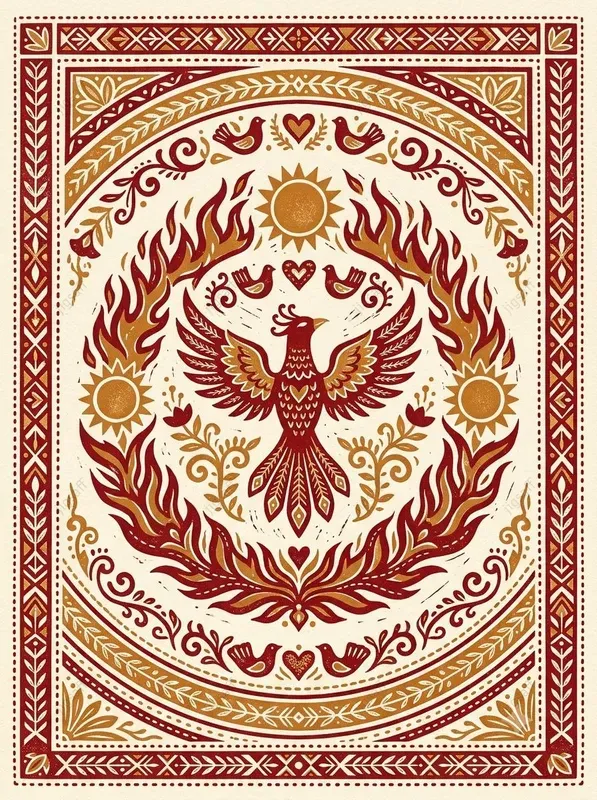 Folk Art Linocut Illustrations