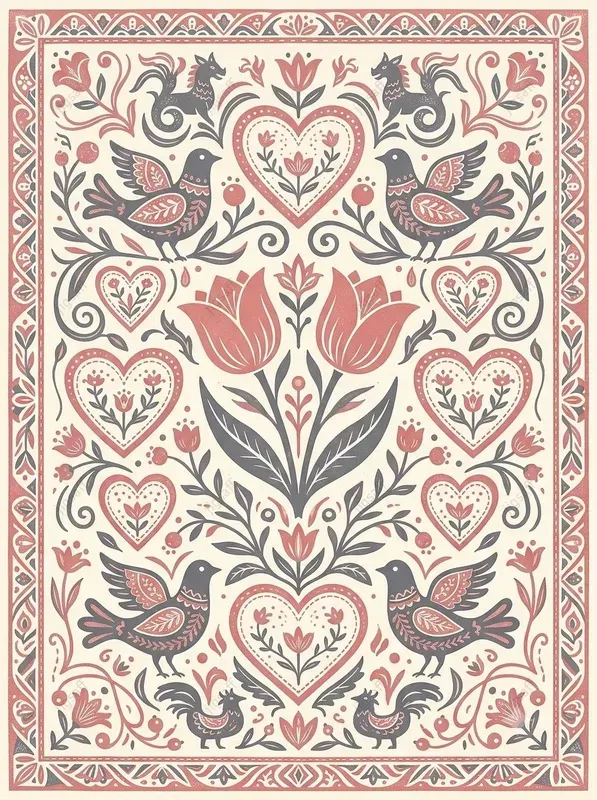 Folk Art Linocut Illustrations
